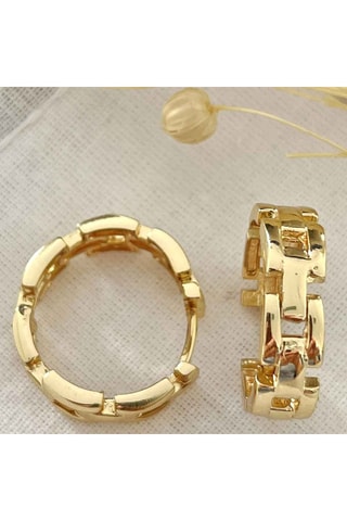 Creolen met Ketting - Messing Doublé Goud