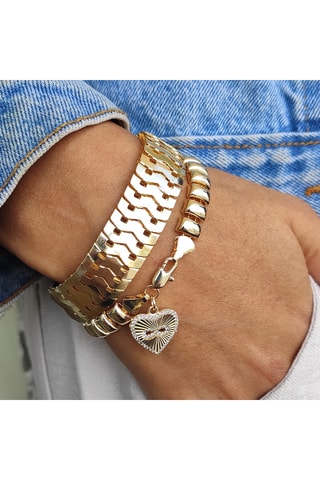 Armband met Platte Ketting - Messing Doublé Goud 