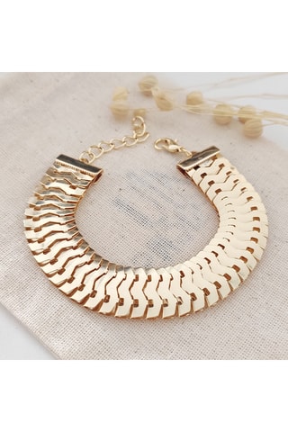 Armband met Platte Ketting - Messing Doublé Goud 