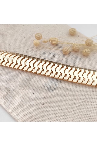 Armband met Platte Ketting - Messing Doublé Goud 