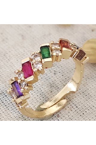 Verstelbare Ring - Messing Doublé Goud & Zirkonia’s