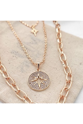 Ketting met meerdere rijen - Messing Doublé Goud & Zirkonia’s
