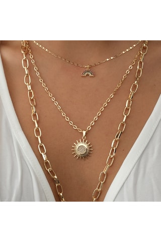 Ketting met meerdere rijen - Messing Doublé Goud & Zirkonia’s