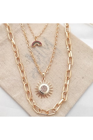 Ketting met meerdere rijen - Messing Doublé Goud & Zirkonia’s
