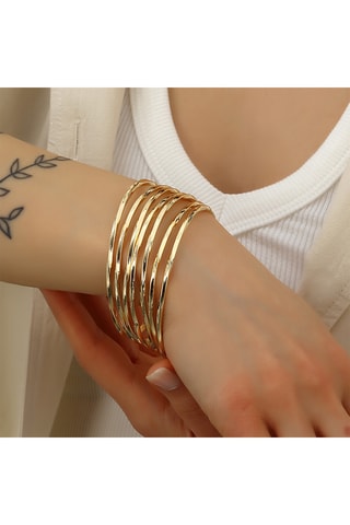 Set van 7 Open Armbanden - Messing Doublé Goud
