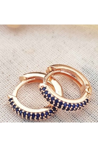 Creolen - Messing Doublé Goud & Blauwe Zirkonia’s