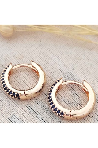 Creolen - Messing Doublé Goud & Blauwe Zirkonia’s