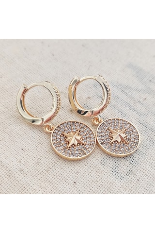 Oorbellen - Pole Star - Messing Doublé Goud & Zirkonia’s