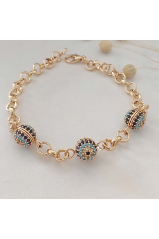 Armband met Ketting - Messing Doublé Goud & Zirkonia’s