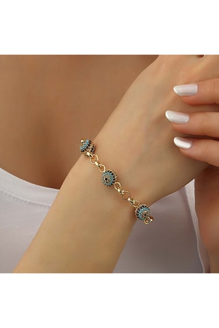 Armband met Ketting - Messing Doublé Goud & Zirkonia’s