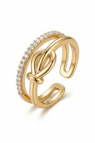 Anillo - Chapado en oro amarillo y circones