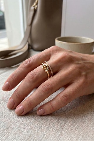 Anillo - Chapado en oro amarillo y circones