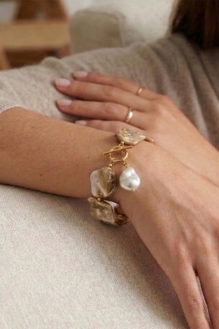Armband - Doublé Geelgoud en Cultivéparels