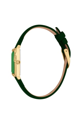 Leren Quartz Horloge met Tsjechische Kristallen Dolcezza - Groen en Goudkleurig