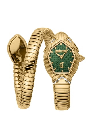 Stalen Quartz Horloge met Tsjechische Kristallen Speranza - Goudkleurig en Groen