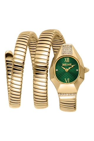 Stalen Quartz Horloge - Goudkleurig en Groen