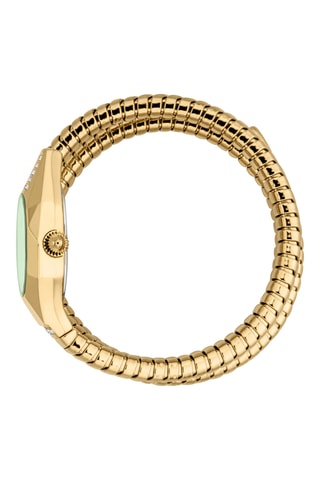 Stalen Quartz Horloge - Goudkleurig en Groen