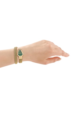 Stalen Quartz Horloge - Goudkleurig en Groen