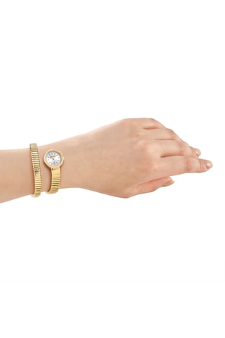 Stalen Quartz Horloge - Goudkleurig en Wit