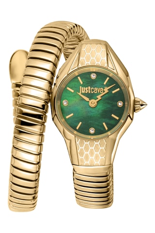 Stalen Quartz Horloge - Goudkleurig en Groen