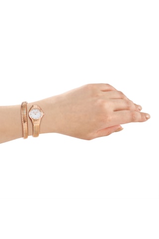 Stalen Quartz Horloge - Roségoudkleurig en Wit