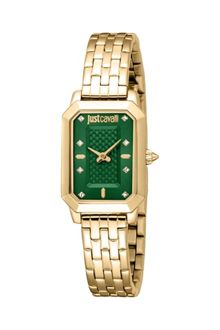 Stalen Quartz Horloge - Goudkleurig en Groen