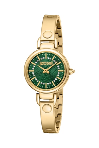 Stalen Quartz Horloge - Goudkleurig en Groen