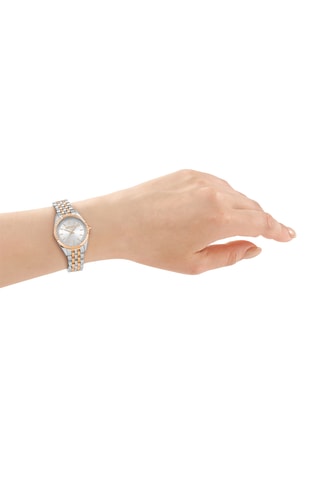 Stalen Quartz Horloge - Zilverkleurig en Roségoudkleurig