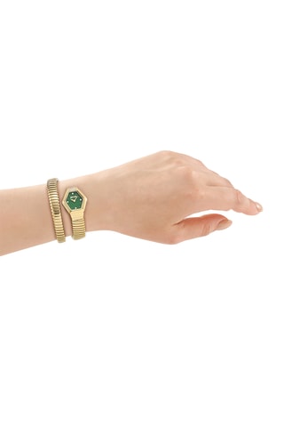 Stalen Quartz Horloge - Goudkleurig en Groen