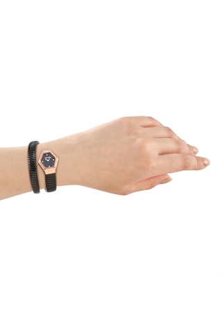 Stalen Quartz Horloge - Zwart en Roségoudkleurig