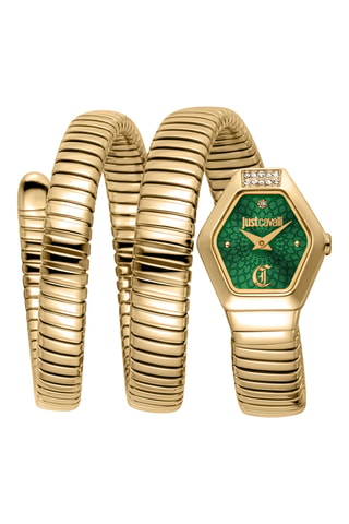 Stalen Quartz Horloge - Goudkleurig en Groen