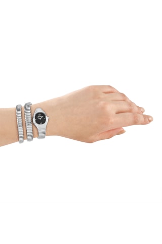 Leren Quartz Horloge - Zilverkleurig en Zwart