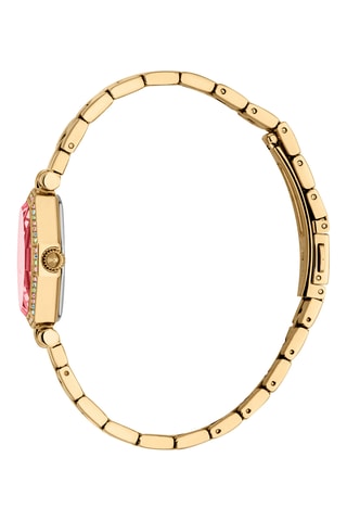 Stalen Quartz Horloge - Goudkleurig en Rood