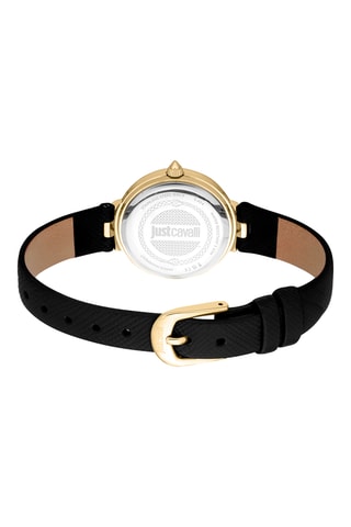 Leren Quartz Horloge -  Zwart en Goudkleurig