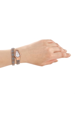 Stalen Quartz Horloge - Zilverkleurig en Roségoudkleurig