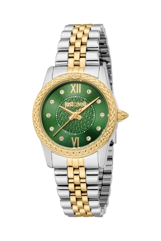 Stalen Quartz Horloge met Tsjechische Kristallen Sublime - Zilverkleurig en Goudkleurig