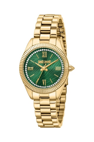 Stalen Quartz Horloge - Goudkleurig en Groen