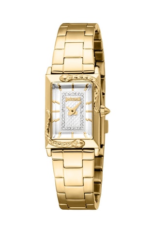Stalen Quartz Horloge met Tsjechische Kristallen Dolcezza - Goudkleurig en Wit