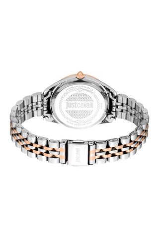 Stalen Quartz Horloge met Tsjechische Kristallen Luna - Zilverkleurig en Roségoudkleurig