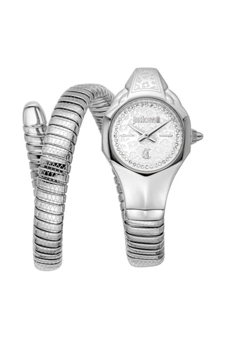 Stalen Quartz Horloge met Tsjechische Kristallen Fiore - Zilverkleurig en Wit