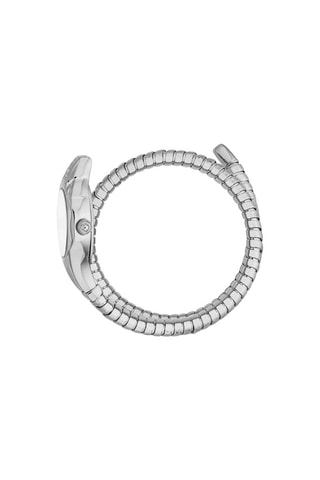 Stalen Quartz Horloge met Tsjechische Kristallen Fiore - Zilverkleurig en Wit