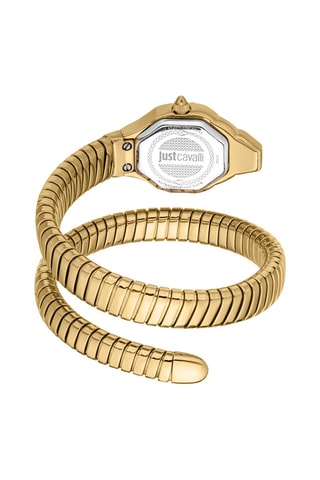Stalen Quartz Horloge met Tsjechische Kristallen Brillante Snake - Goudkleurig en Groen