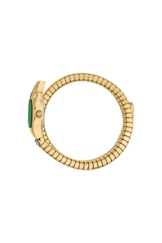 Stalen Quartz Horloge met Tsjechische Kristallen Brillante Snake - Goudkleurig en Groen