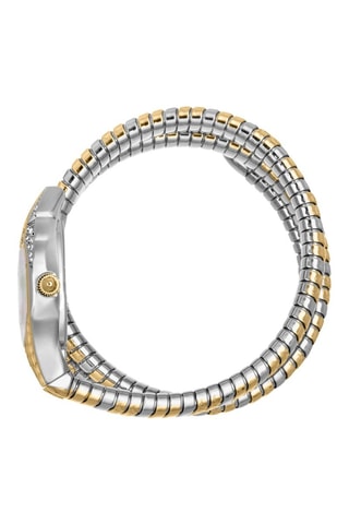 Stalen Quartz Horloge met Tsjechische Kristallen - Goudkleurig en Zilverkleurig 