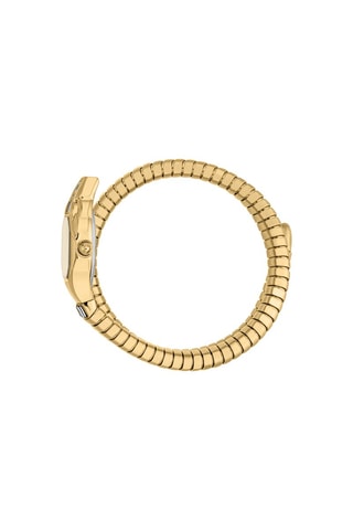 Stalen Quartz Horloge met Tsjechische Kristallen Brillante Snake - Goudkleurig