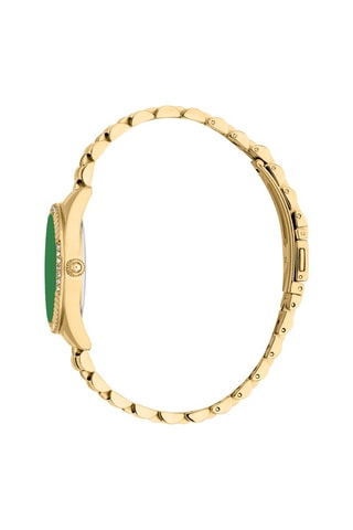 Stalen Quartz Horloge met Tsjechische Kristallen Vittoria - Goudkleurig en Donkergroen