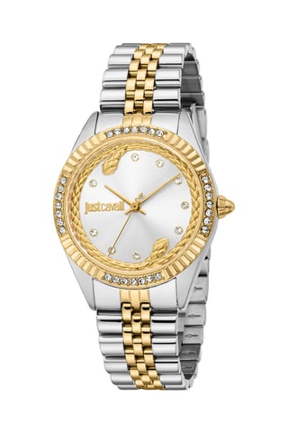 Stalen Quartz Horloge met Tsjechische Kristallen Vittoria - Zilverkleurig en Goudkleurig