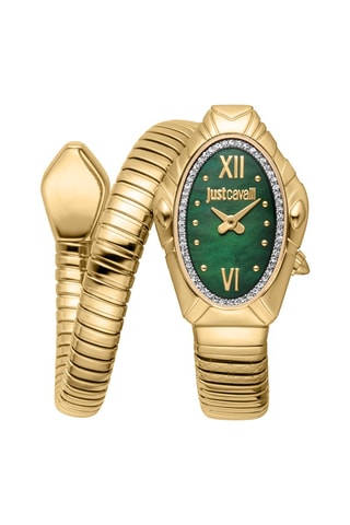 Stalen Quartz Horloge met Parelmoer Lirica - Goudkleurig en Groen