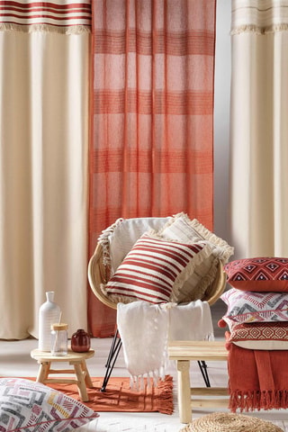 Rideau Atlas - Beige et terracotta - 140 x 240 cm