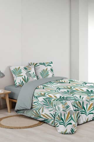 Conjunto de edredão Louna - Branco e verde